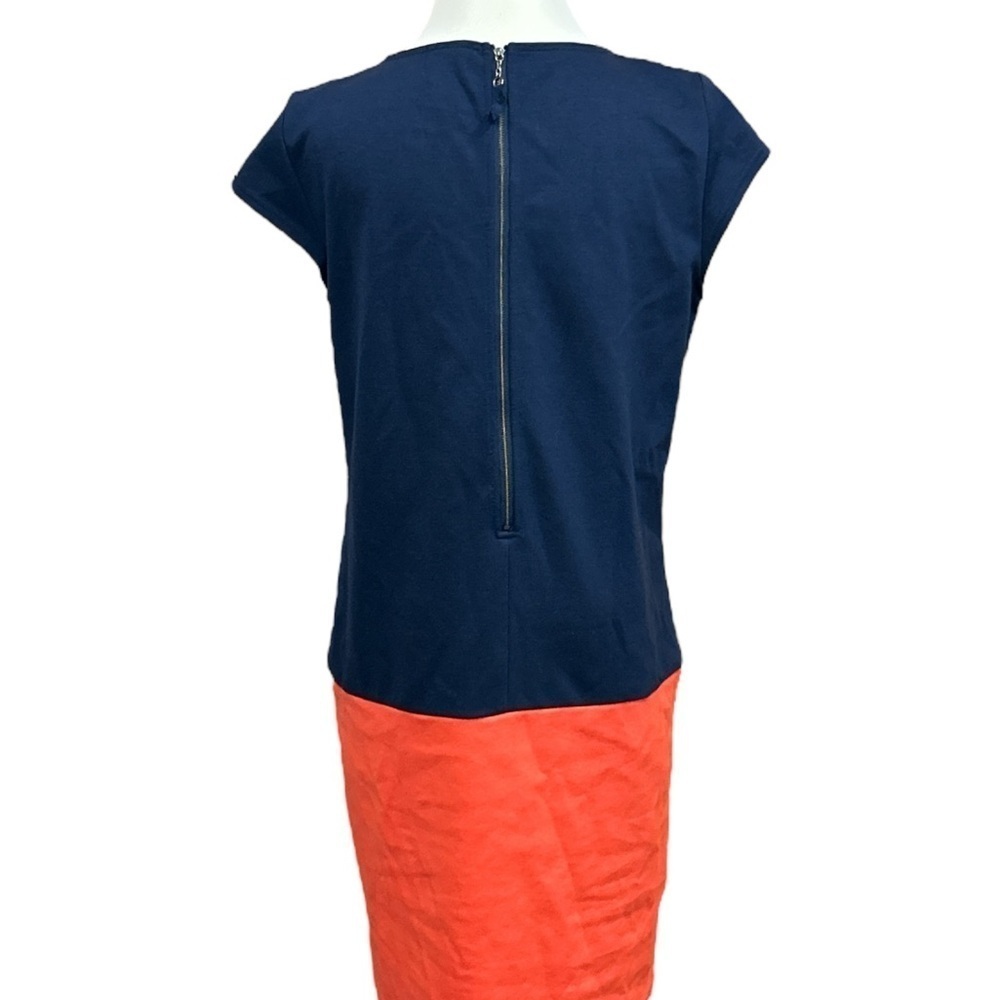 Lord & Taylor Women’s Size Medium Navy/Red Color Block Knee-length Dress Pockets - Picture 4 of 6